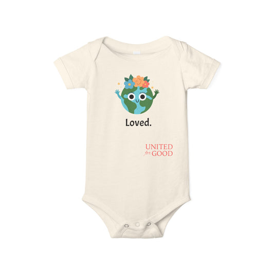 UNITED FOR GOOD Cotton Onesie: Loved. (Planet)