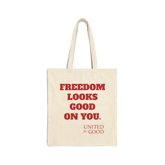 UNITED FOR GOOD Cotton Canvas Tote: Freedom (Crimson)