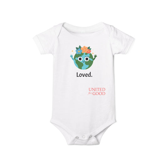 UNITED FOR GOOD Cotton Onesie: Loved. (Planet)