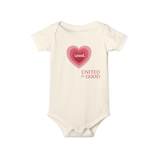 UNITED FOR GOOD Cotton Onesie: Loved. (Heart)